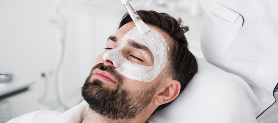 Man getting skin care treatment